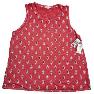 NWT‎ ANGELS Womens Sleeveless Tank Top Shirt Orange/Coral AOP - 1X